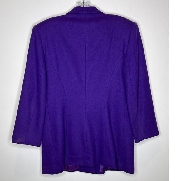 Vintage Oleg Cassini Purple Double Breasted Blazer Gold Buttons 80s 90s medium - Picture 9 of 12